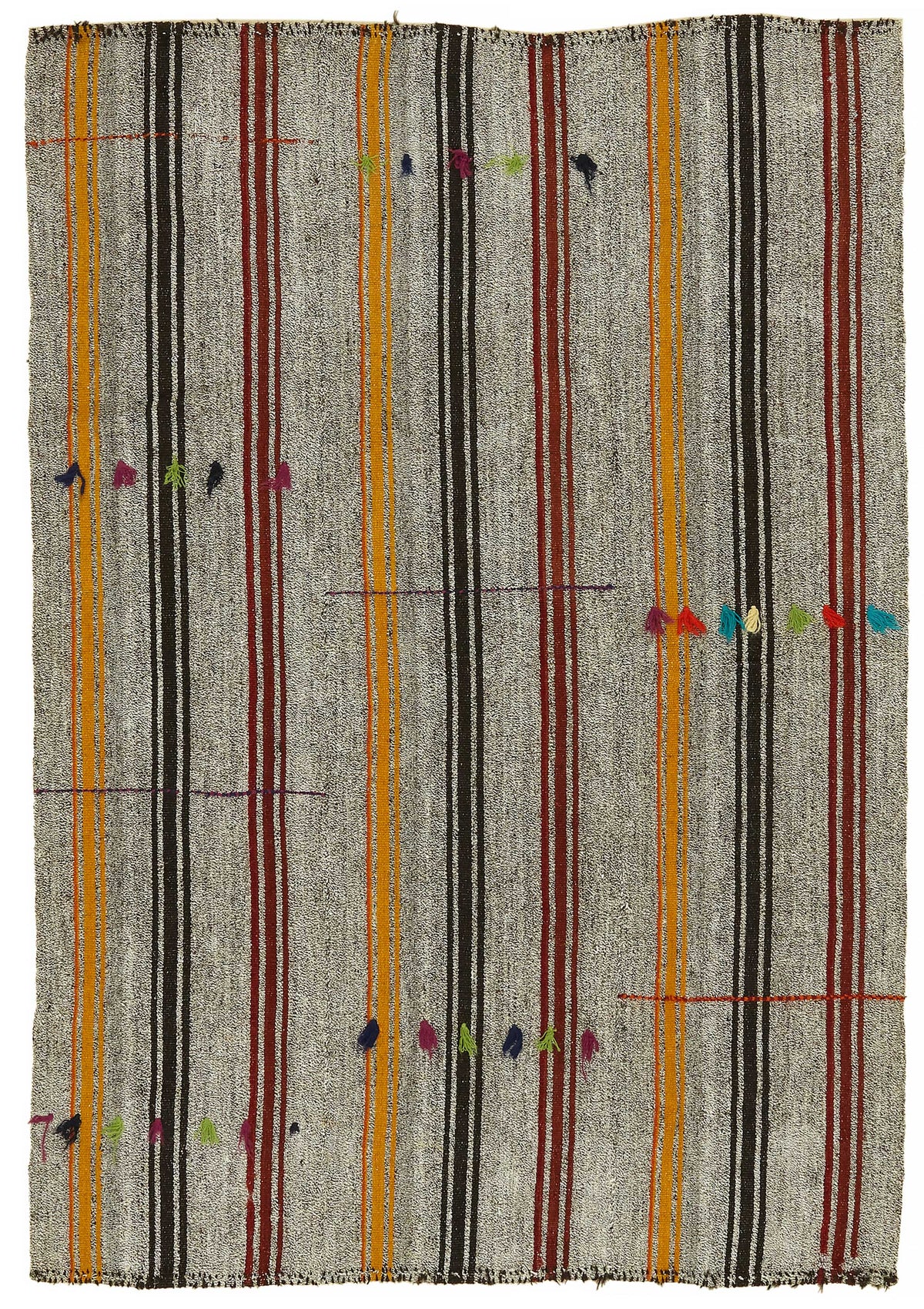 Truvo Çizgili Kilim Gri ve Çok Renkli El Dokuma 133x187 cm 47239