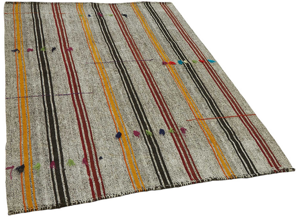 Truvo Çizgili Kilim Gri ve Çok Renkli El Dokuma 133x187 cm 47239 – genel görünüm