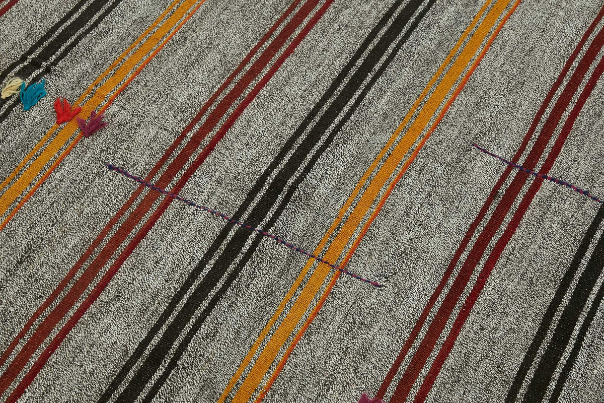Truvo Çizgili Kilim Gri ve Çok Renkli El Dokuma 133x187 cm 47239 – mekânda kullanım