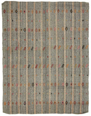 Truvo Geometrik Kilim Gri ve Bej Keçi Kılı Dokuma 202x255 cm