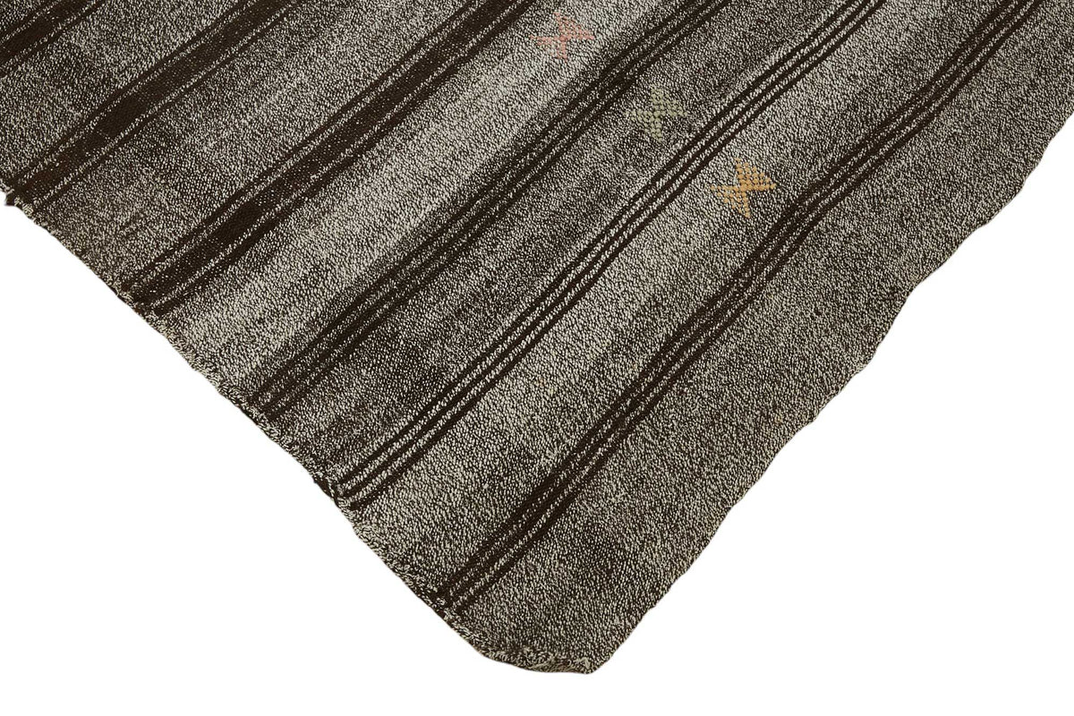 Truvo Çizgili Kilim Antrasit Gri ve Kahverengi Tonlarda 188x265 cm – detay görünümü