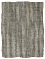 Truvo Antrasit Gri Beyaz Çizgili Keçi Kılı Modern Kilim 183x250 cm