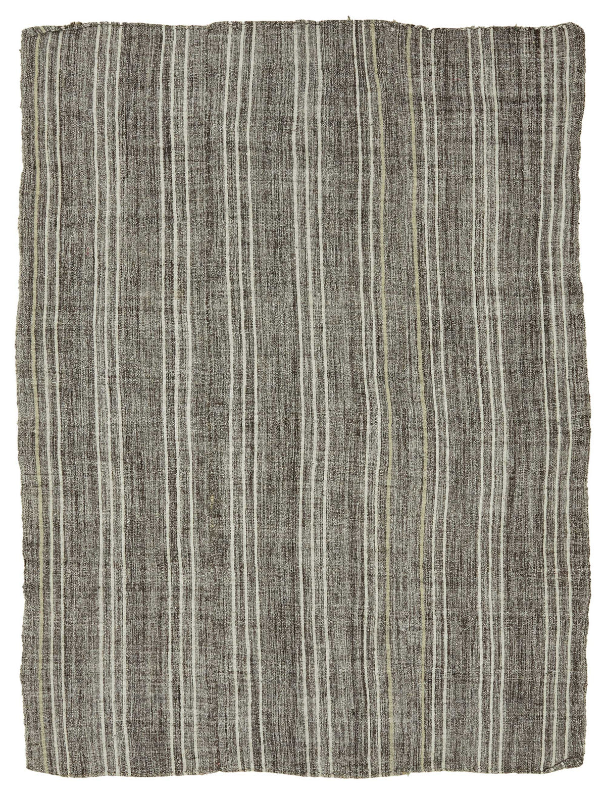 Truvo Antrasit Gri Beyaz Çizgili Keçi Kılı Modern Kilim 183x250 cm