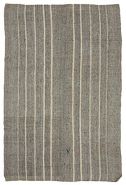 Truvo Gri Çizgili Etnik Keçi Kılı El Dokuma Kilim 185x287 cm