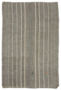 Truvo Gri Çizgili Etnik Keçi Kılı El Dokuma Kilim 185x287 cm