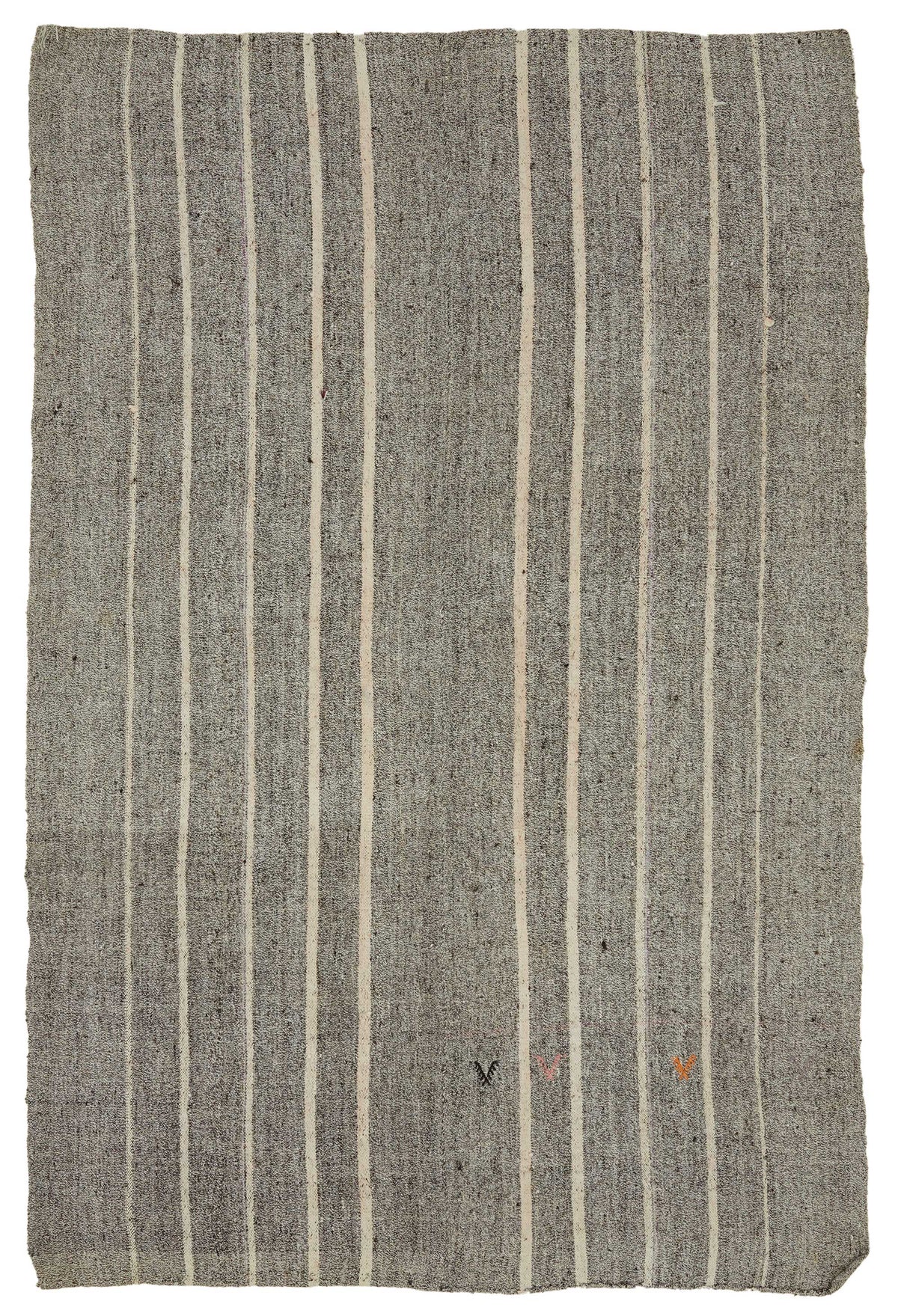 Truvo Gri Çizgili Etnik Keçi Kılı El Dokuma Kilim 185x287 cm