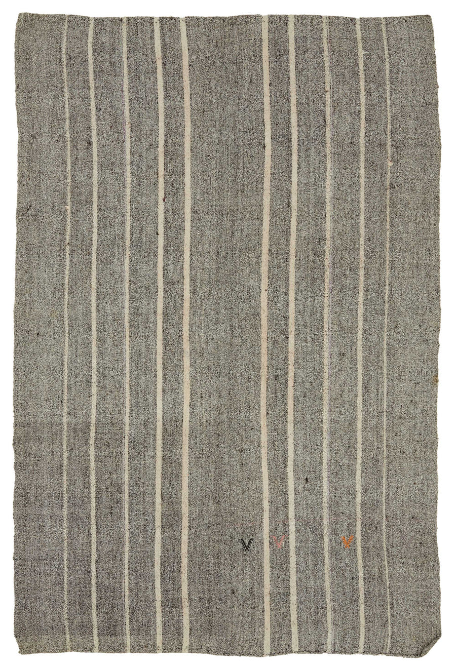 Truvo Gri Çizgili Etnik Keçi Kılı El Dokuma Kilim 185x287 cm