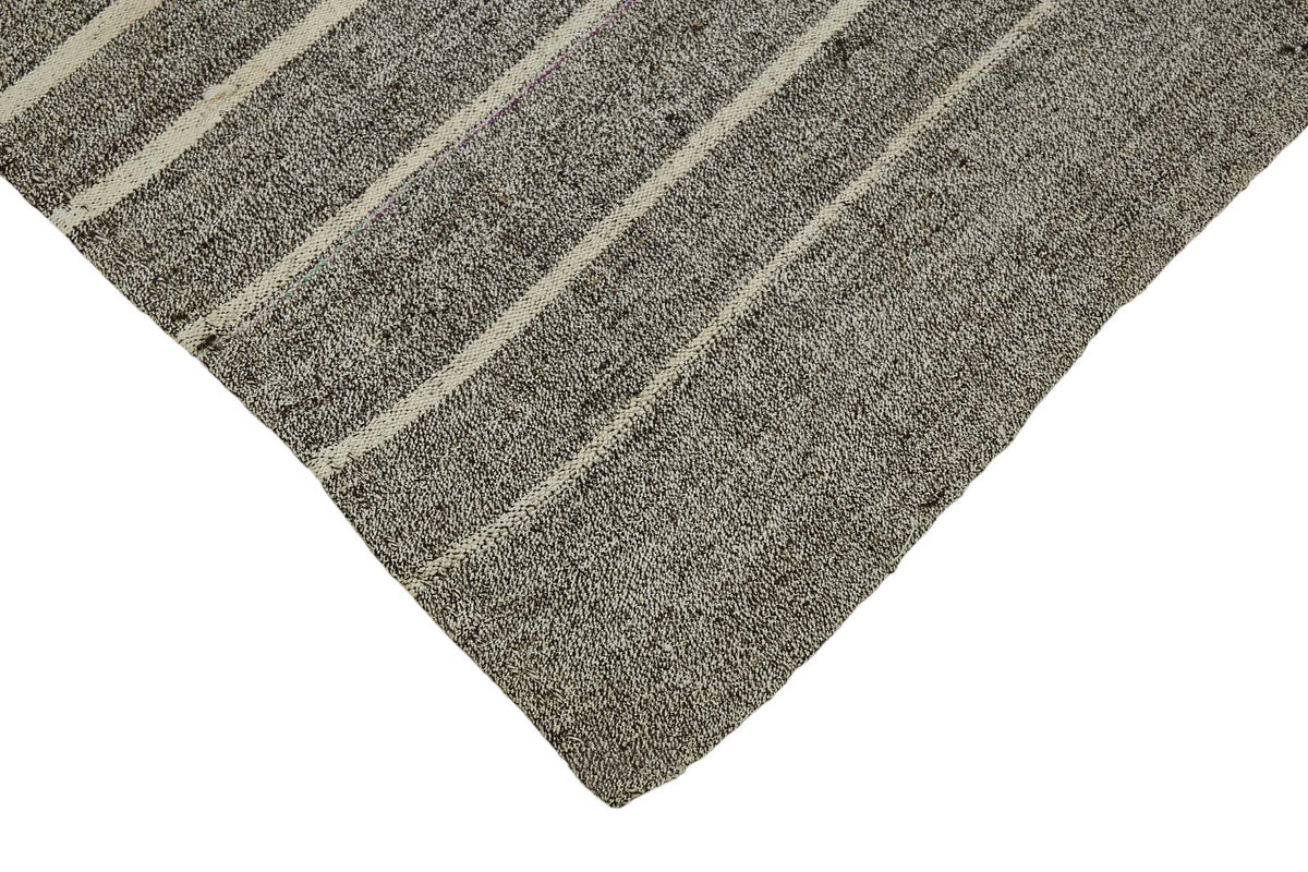 Truvo Gri Çizgili Etnik Keçi Kılı El Dokuma Kilim 185x287 cm – detay görünümü