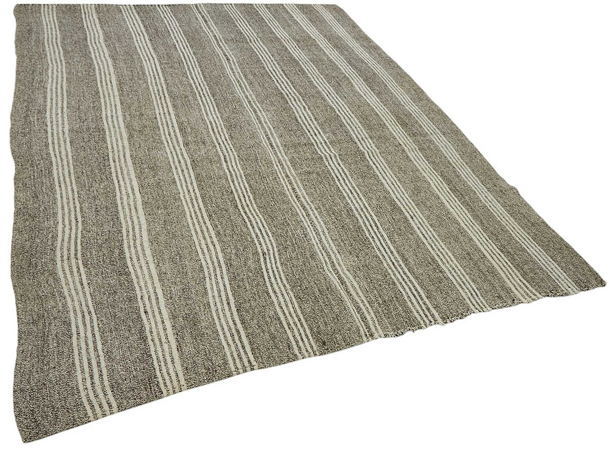 Truvo Çizgili Desenli Antrasit Gri Dokuma Modern Kilim 198x283 cm – genel görünüm