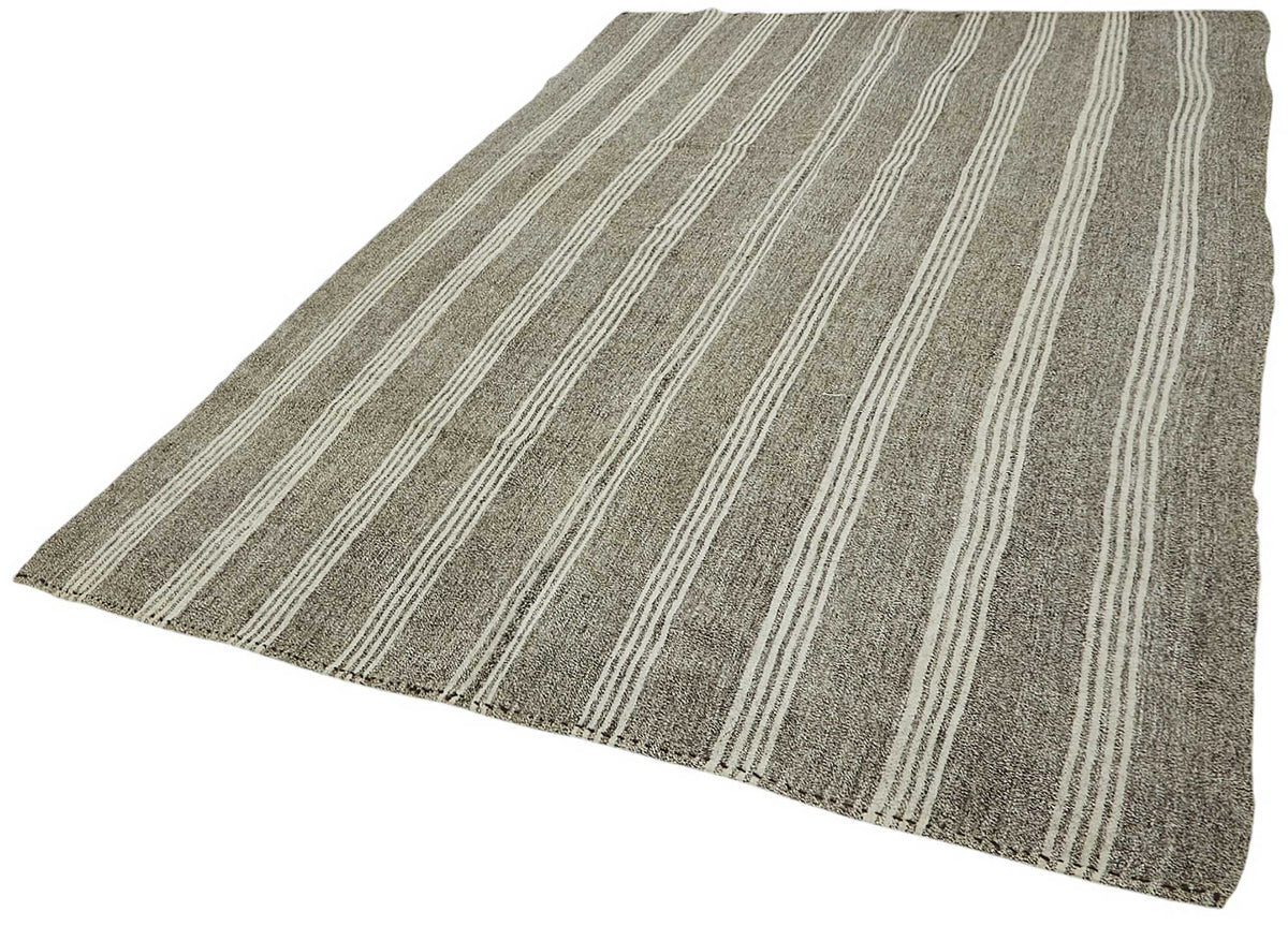 Truvo Çizgili Desenli Antrasit Gri Dokuma Modern Kilim 198x283 cm – doku yakın çekim