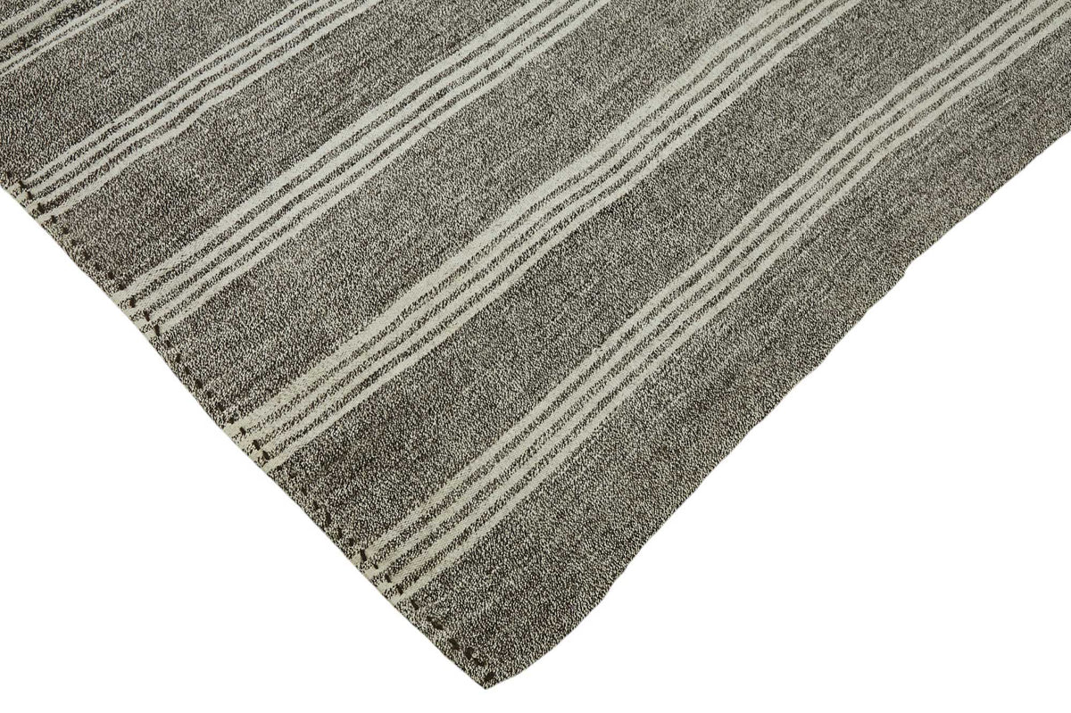 Truvo Çizgili Desenli Antrasit Gri Dokuma Modern Kilim 198x283 cm – detay görünümü
