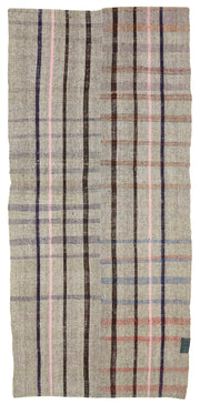 Truvo Gri Lacivert Çizgili Keçi Kılı El Dokuma Kilim 168x360 cm