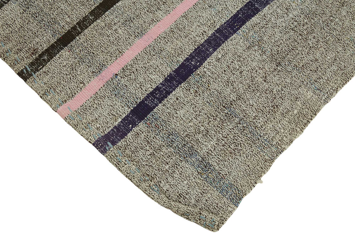 Truvo Gri Lacivert Çizgili Keçi Kılı El Dokuma Kilim 168x360 cm – detay görünümü