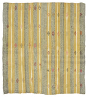 Truvo Sarı Antrasit Çizgili Keçi Kılı Kilim 200x220 cm