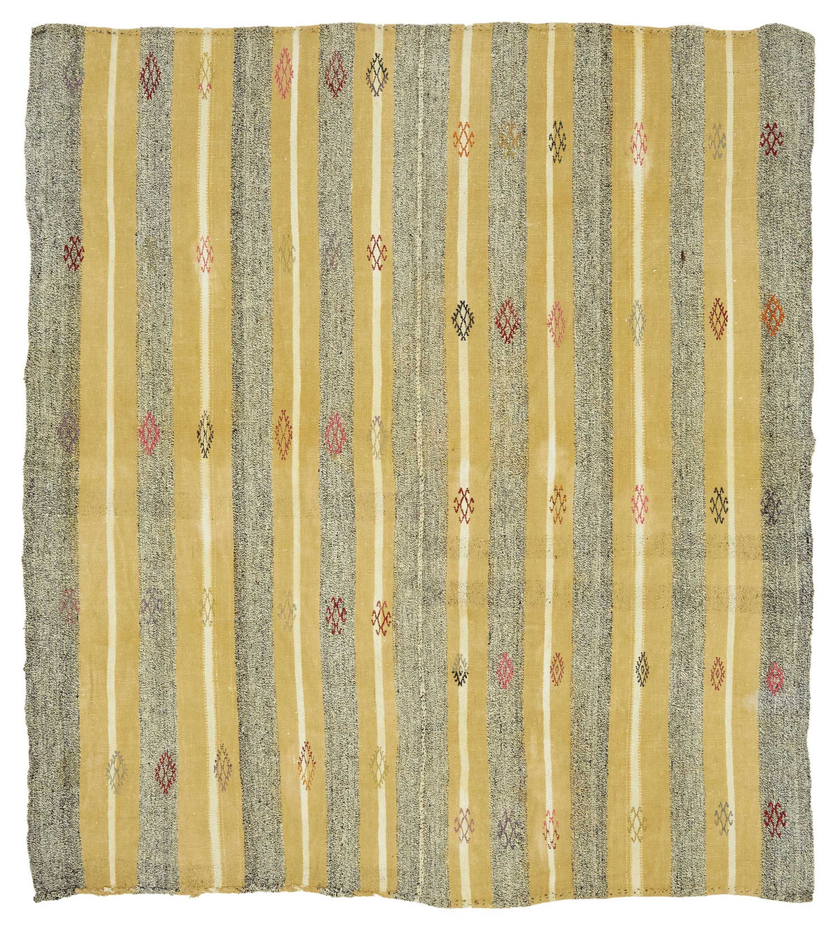 Truvo Sarı Antrasit Çizgili Keçi Kılı Kilim 200x220 cm