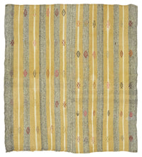 Truvo Sarı Antrasit Çizgili Keçi Kılı Kilim 200x220 cm