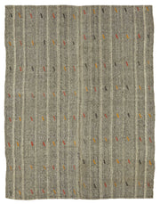 Truvo Geometrik Desenli Gri Beyaz Kıl Kilim 186x243 cm