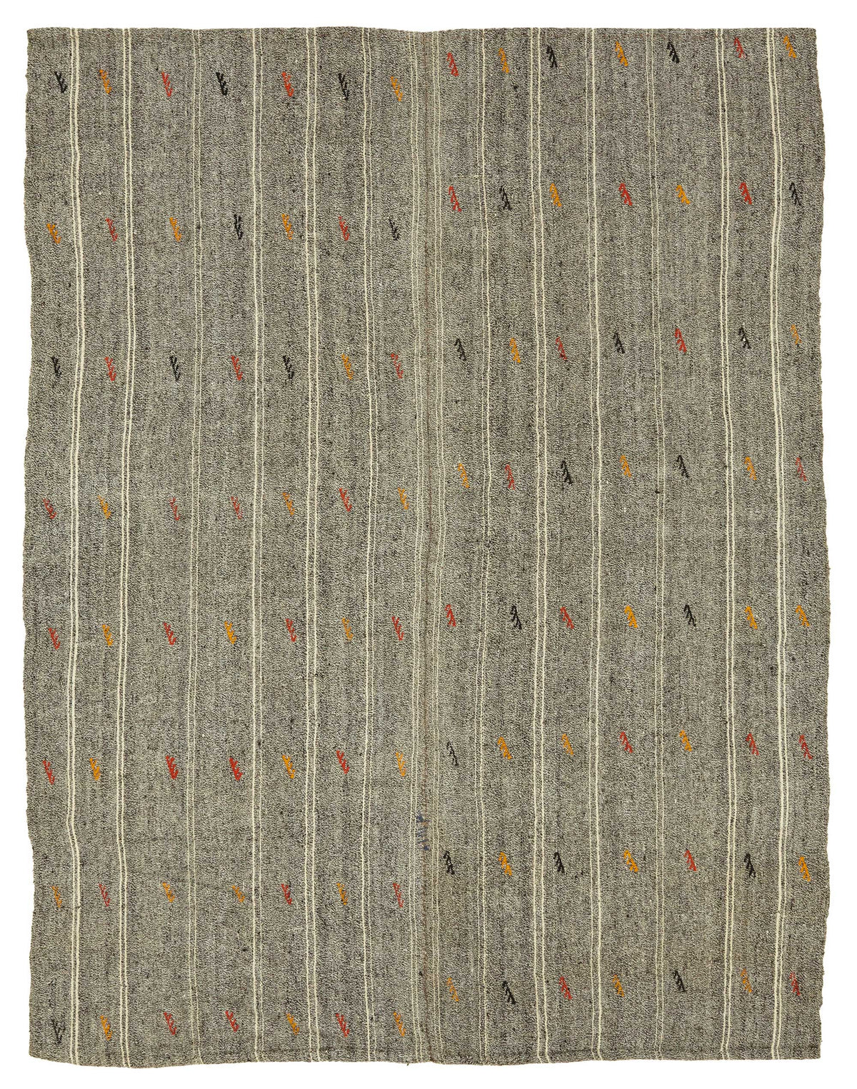 Truvo Geometrik Desenli Gri Beyaz Kıl Kilim 186x243 cm