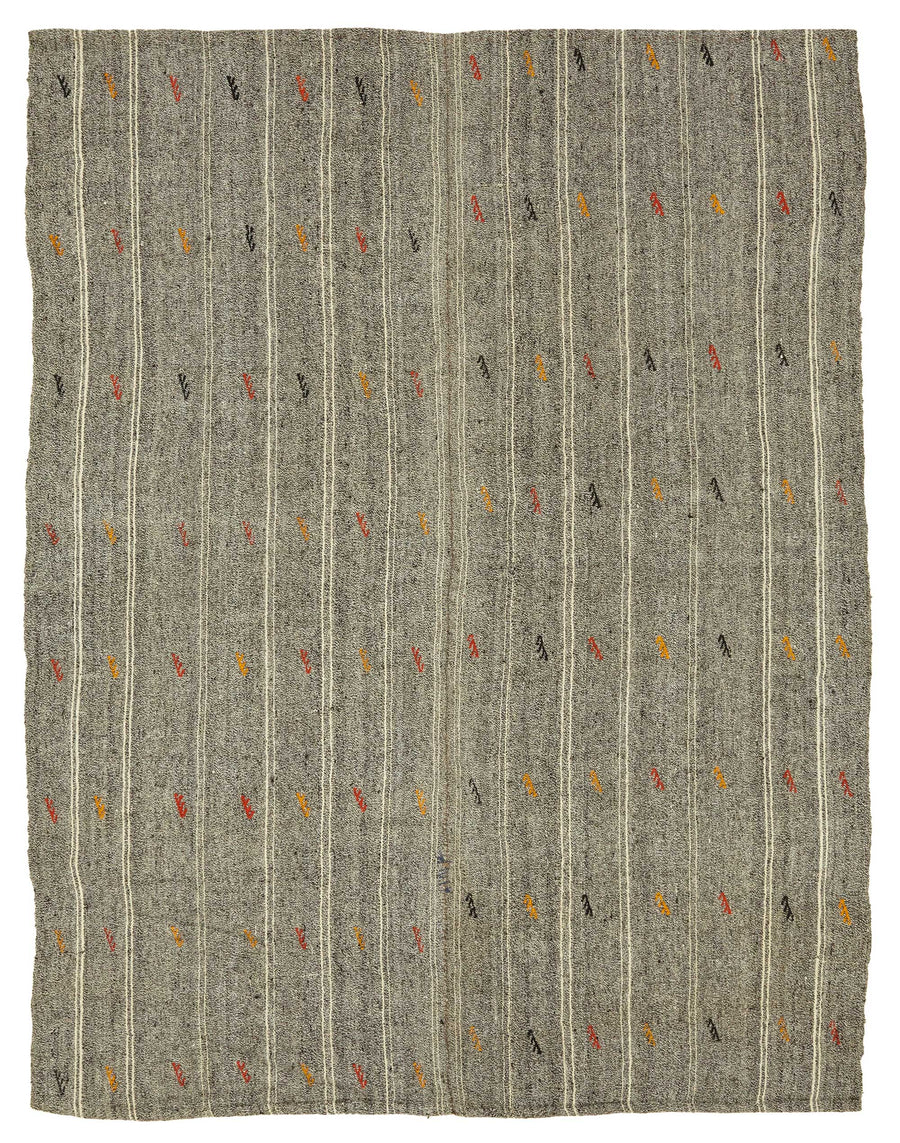 Truvo Geometrik Desenli Gri Beyaz Kıl Kilim 186x243 cm