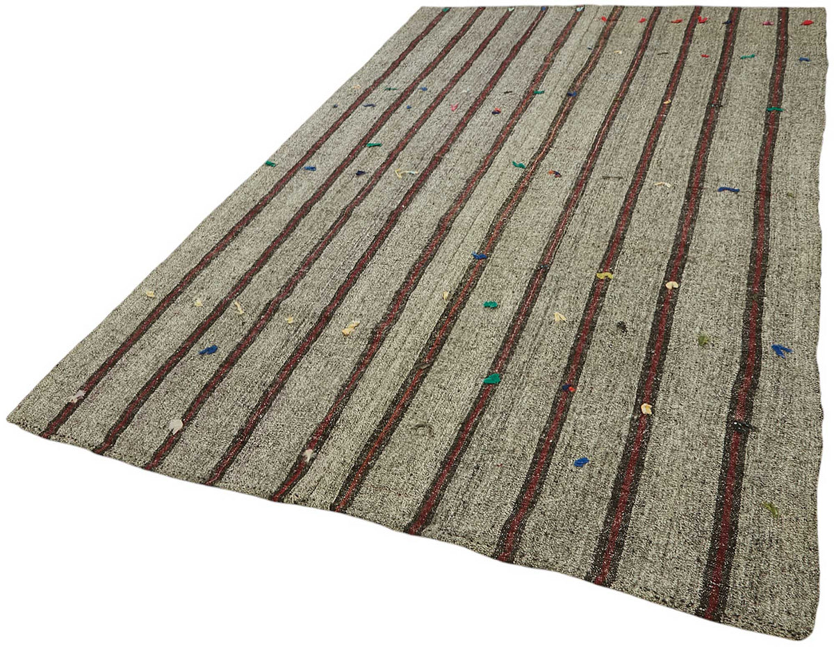 Truvo Çizgili Gri Bordo Vintage Kilim 193x320 cm 47253 – doku yakın çekim
