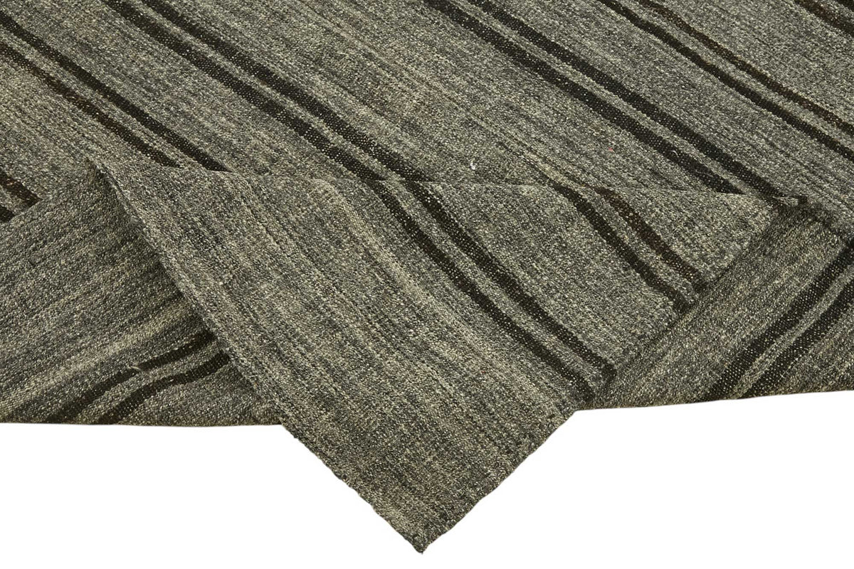 Truvo Kıl Kilim Antrasit Gri Çizgili Modern Dokuma 173x255 cm 47256 – kenar detayı