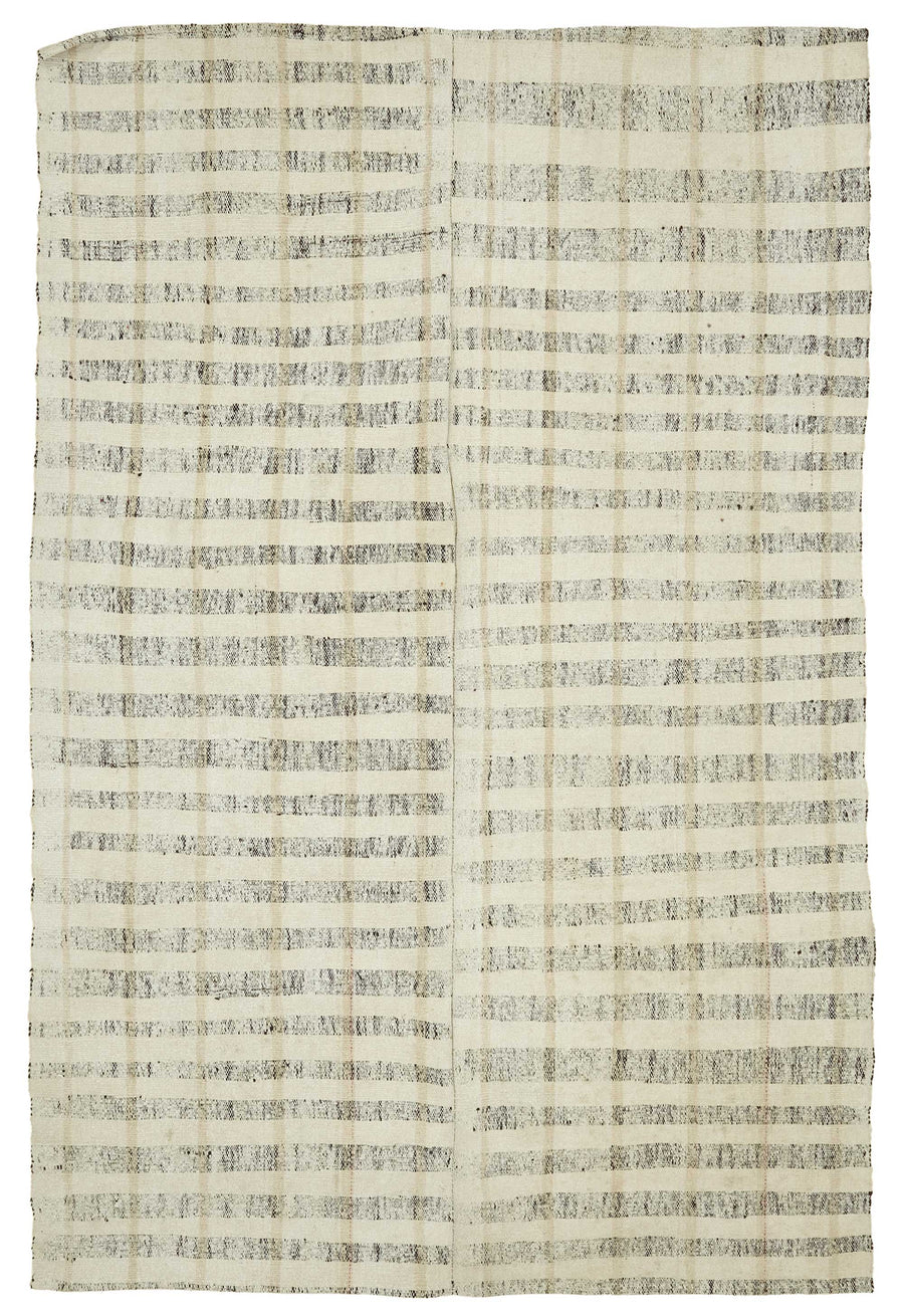 Kadex Kırmızı Gri Çizgili Pamuk ve Yün Dokuma Kilim 180x272 cm