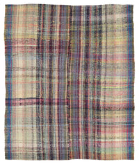 Kadex Çizgili Desenli Çok Renkli Modern El Dokuma Kilim 197x238 cm