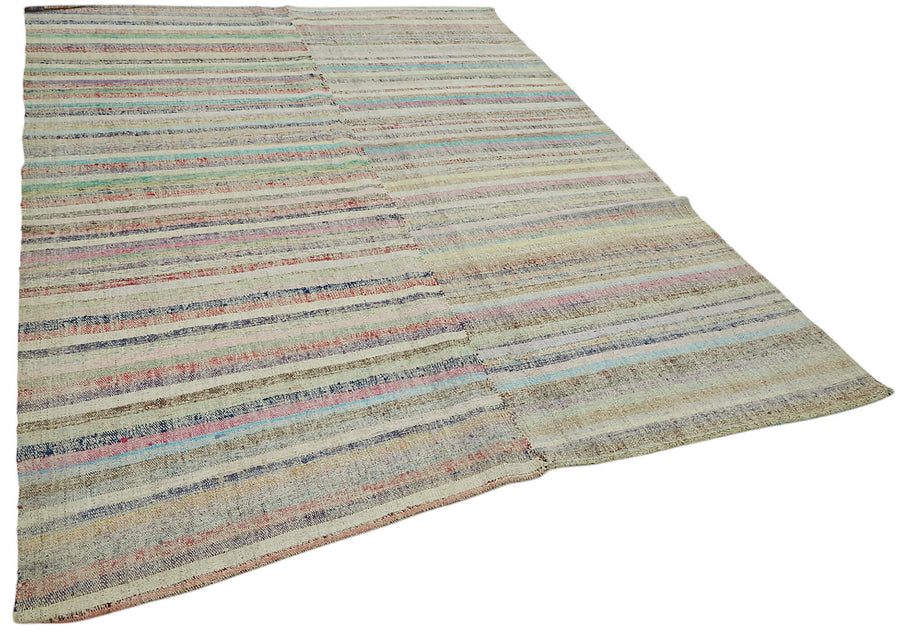 Kadex Chaput Kilim Bej ve Çok Renkli Çizgili Dokuma 195x274 cm 47310 – genel görünüm