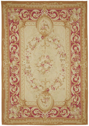 Sivemi Kırmızı Dokuma Çiçekli Vintage Aubusson Halı 300x432 cm