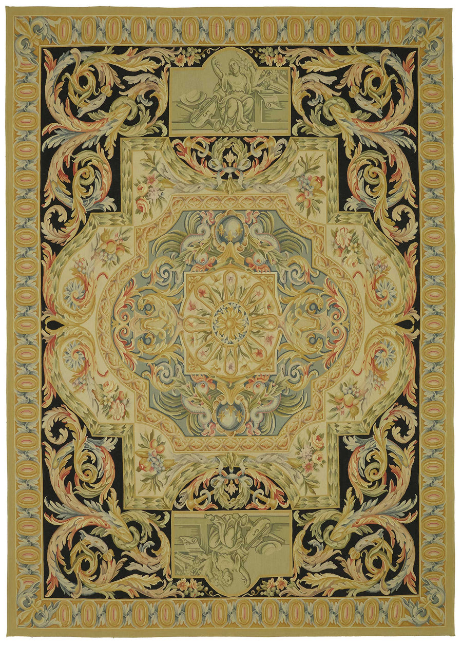 Sivemi Dama Desenli Siyah Gold Halı Bej ve Gri Tonlarda 268x380 cm