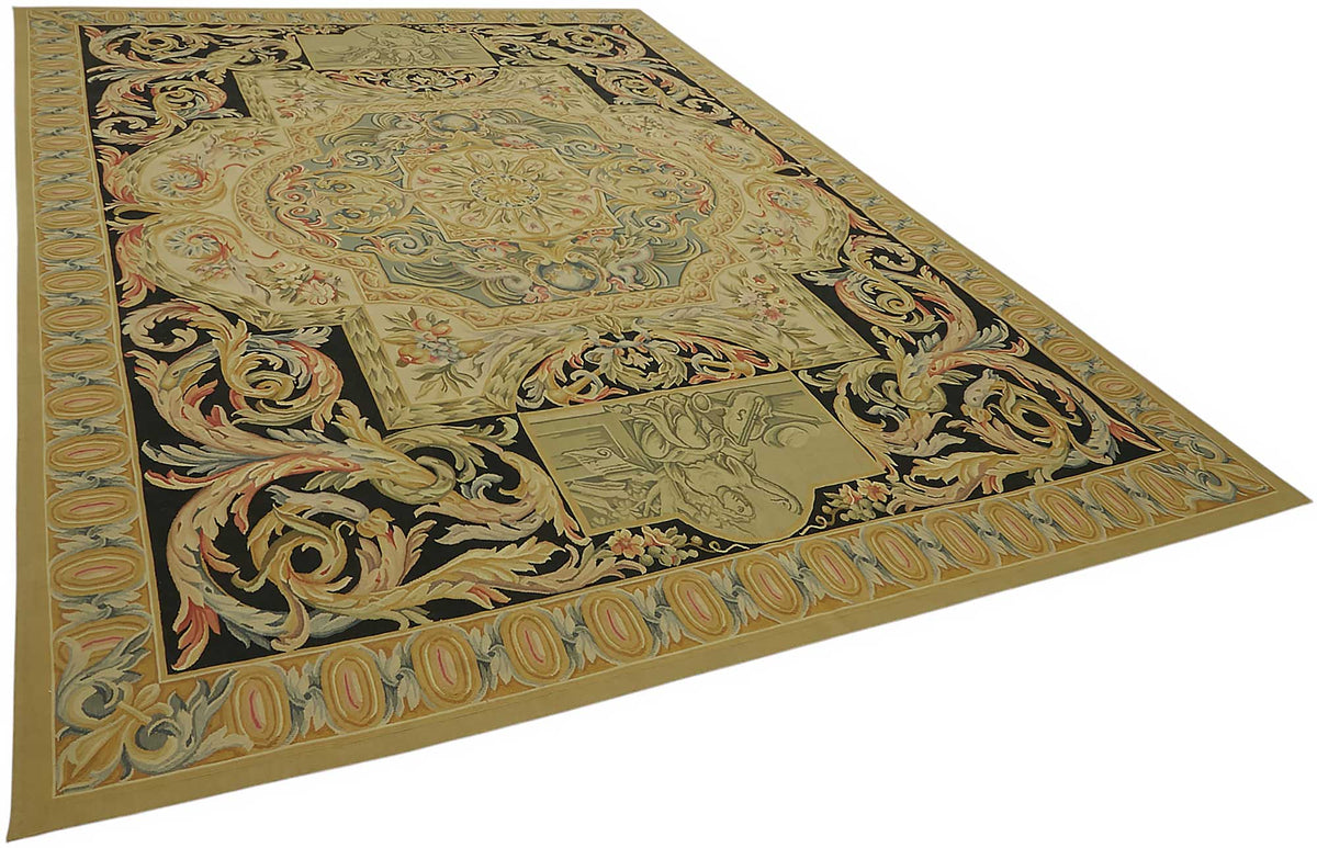 Sivemi Dama Desenli Siyah Gold Halı Bej ve Gri Tonlarda 268x380 cm – genel görünüm