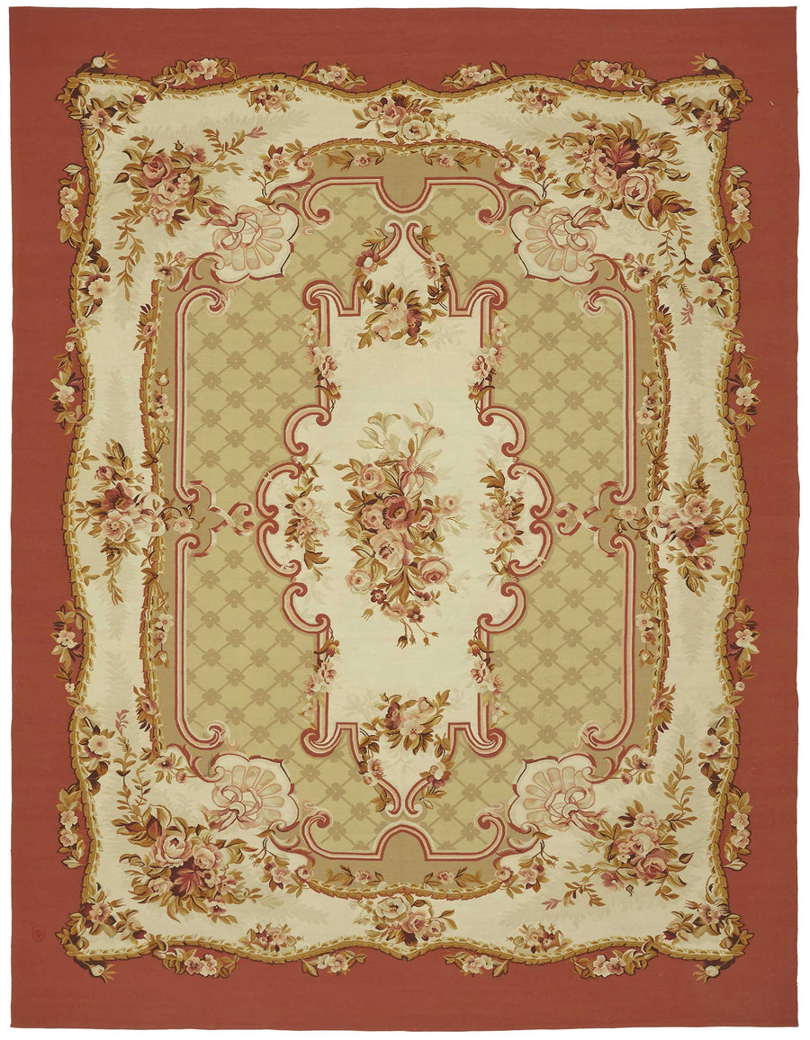 Sivemi Kırmızı Bej Çiçek Desenli Yün El Dokuma Halı 272x353 cm