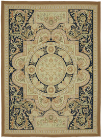 Sivemi Lacivert Bej Halı Klasik Madalyonlu 272x376 cm 47375