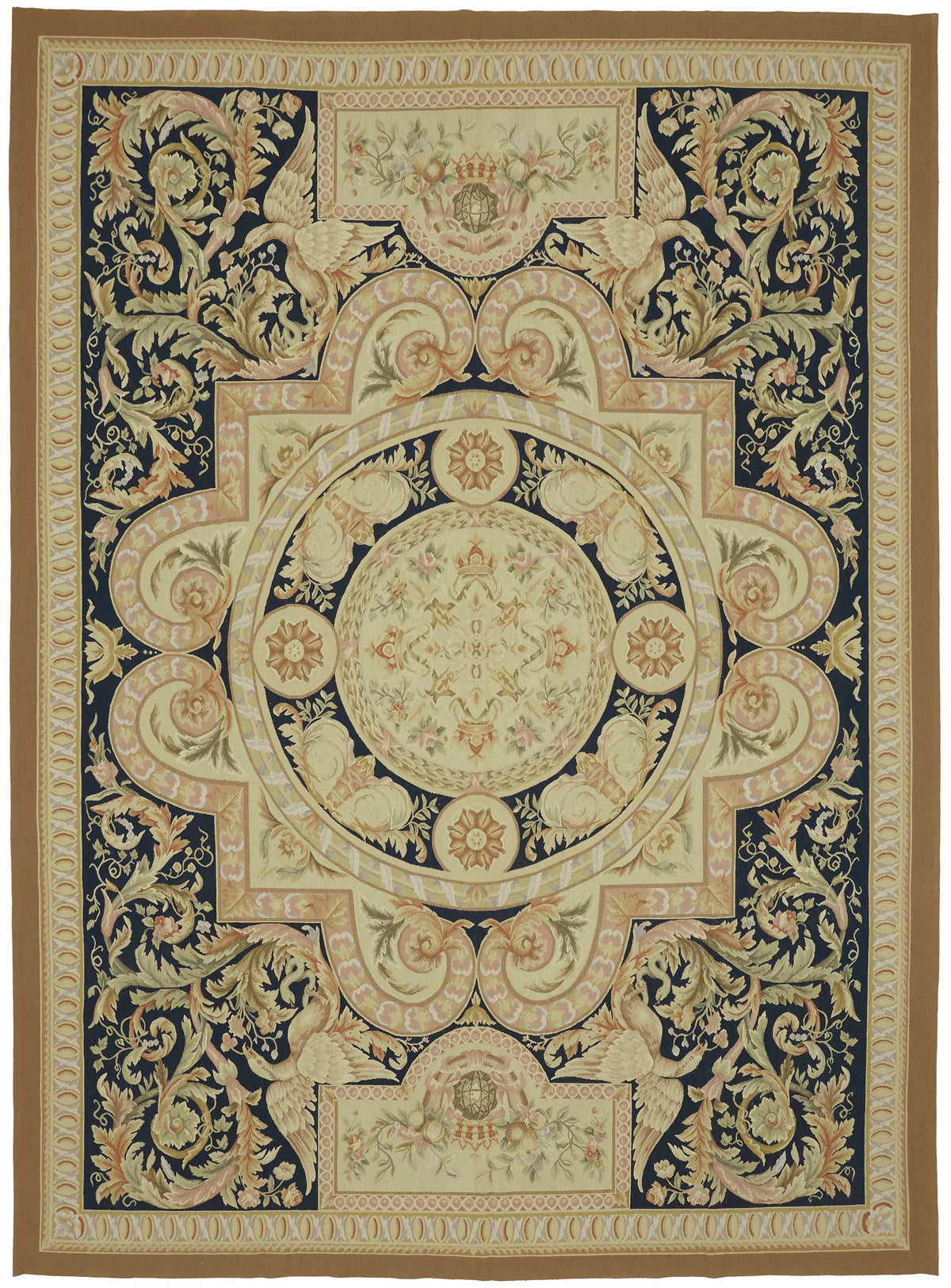 Sivemi Lacivert Bej Halı Klasik Madalyonlu 272x376 cm 47375