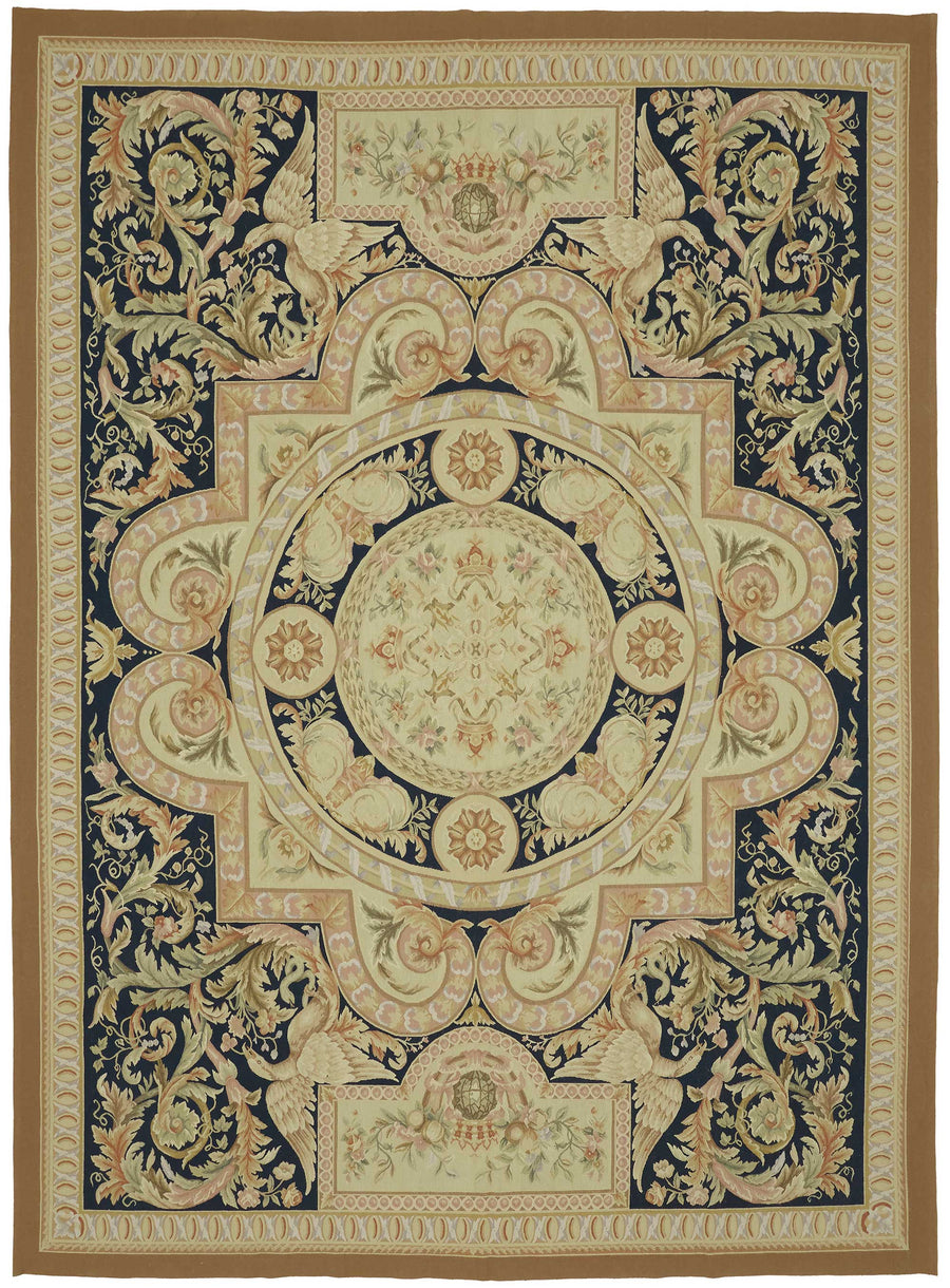 Sivemi Lacivert Bej Halı Klasik Madalyonlu 272x376 cm 47375