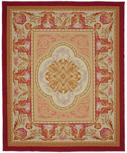 Sivemi Vintage Aubusson Kırmızı Madalyon Desenli Halı 280x350 cm 47377