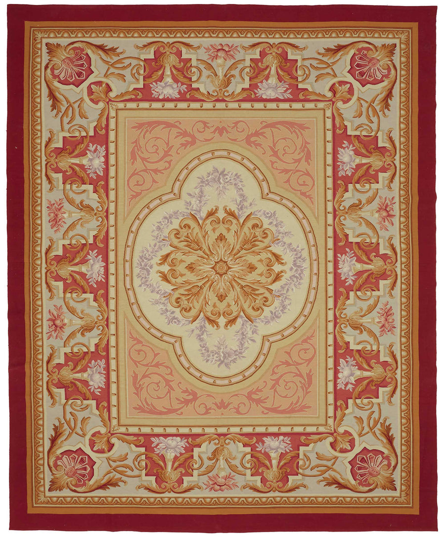 Sivemi Vintage Aubusson Kırmızı Madalyon Desenli Halı 280x350 cm 47377