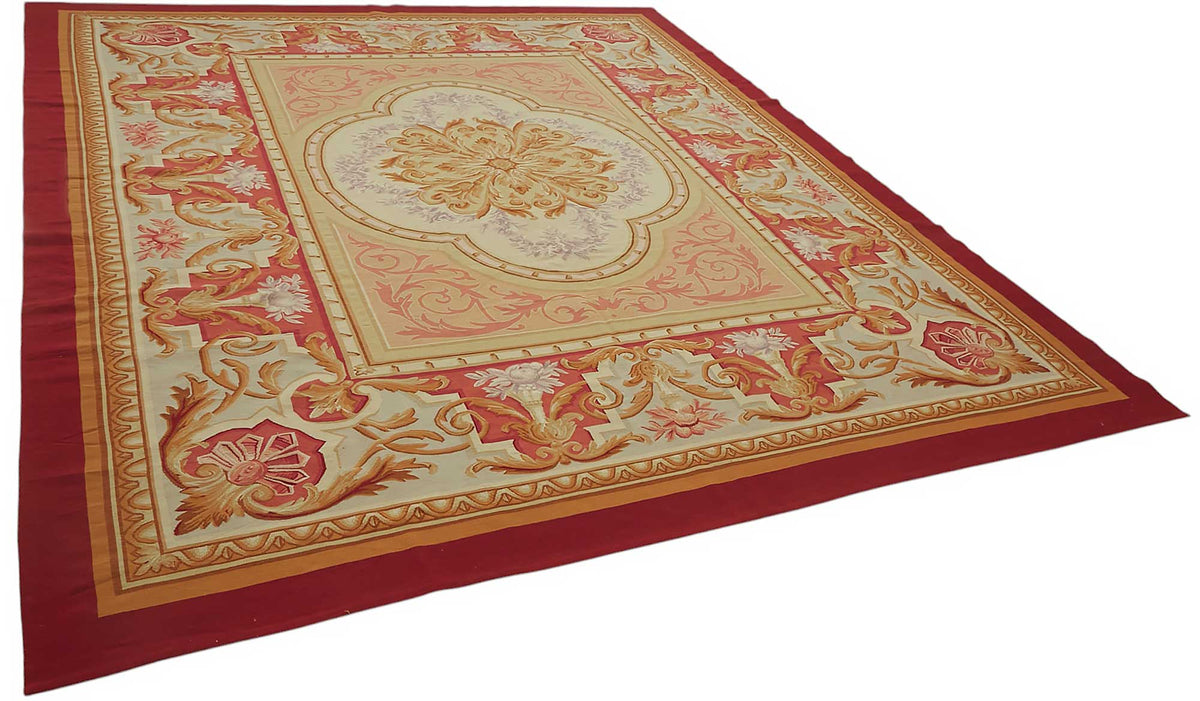 Sivemi Vintage Aubusson Kırmızı Madalyon Desenli Halı 280x350 cm 47377 – genel görünüm