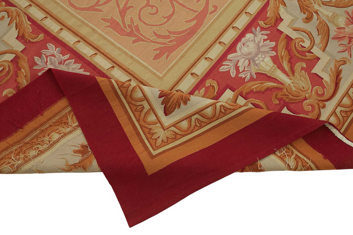 Sivemi Vintage Aubusson Kırmızı Madalyon Desenli Halı 280x350 cm 47377 – kenar detayı