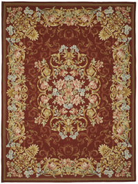 Sivemi Aubusson Kırmızı Çiçek Desenli El Dokuma Halı 302x410 cm