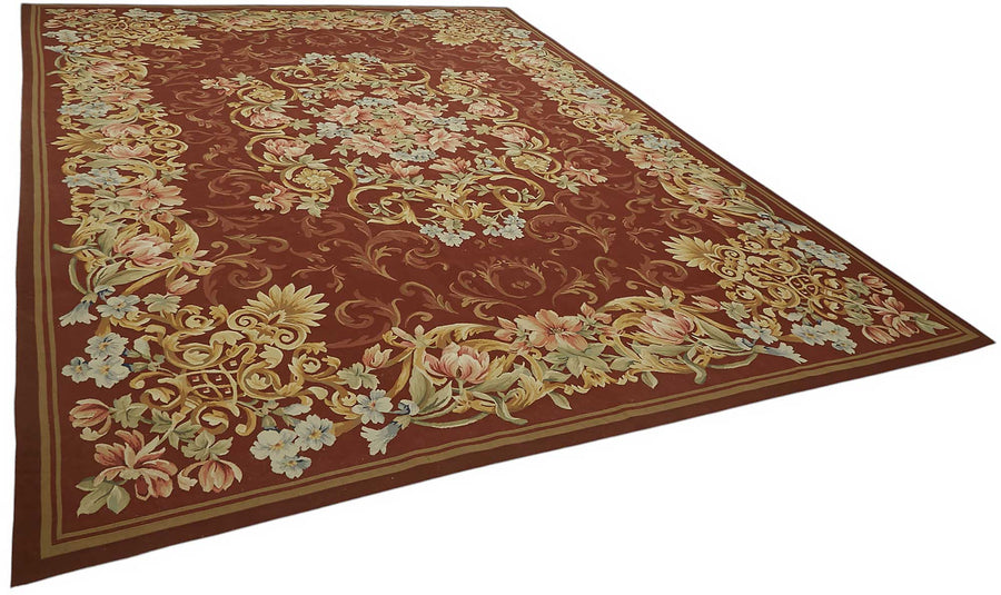 Sivemi Aubusson Kırmızı Çiçek Desenli El Dokuma Halı 302x410 cm – genel görünüm