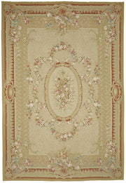 Sivemi Aubusson Bej ve Pembe Çiçek Desenli El Dokuma Halı 298x439 cm 47379