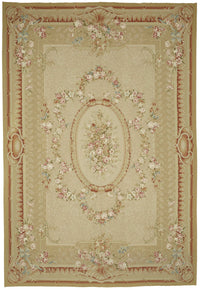 Sivemi Aubusson Bej ve Pembe Çiçek Desenli El Dokuma Halı 298x439 cm 47379
