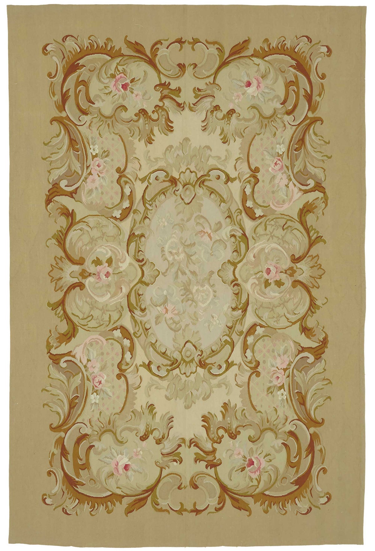 Sivemi Bej ve Kahverengi Madalyon Desenli El Dokuma Halı 176x270 cm
