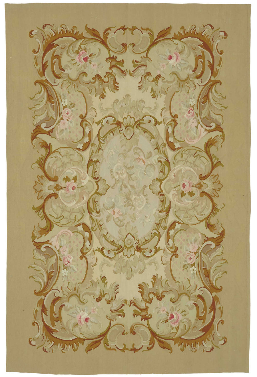 Sivemi Bej ve Kahverengi Madalyon Desenli El Dokuma Halı 176x270 cm