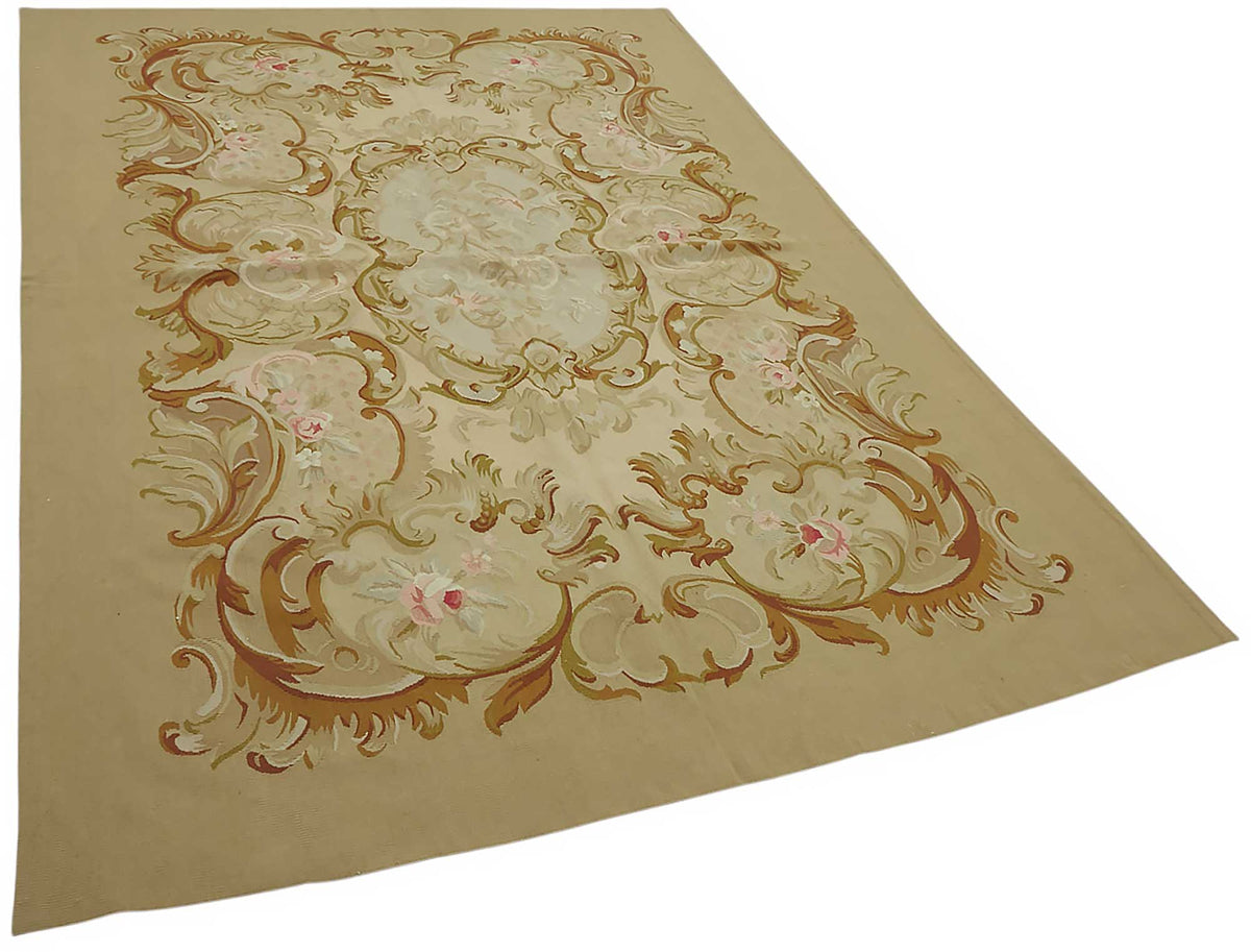 Sivemi Bej ve Kahverengi Madalyon Desenli El Dokuma Halı 176x270 cm – genel görünüm