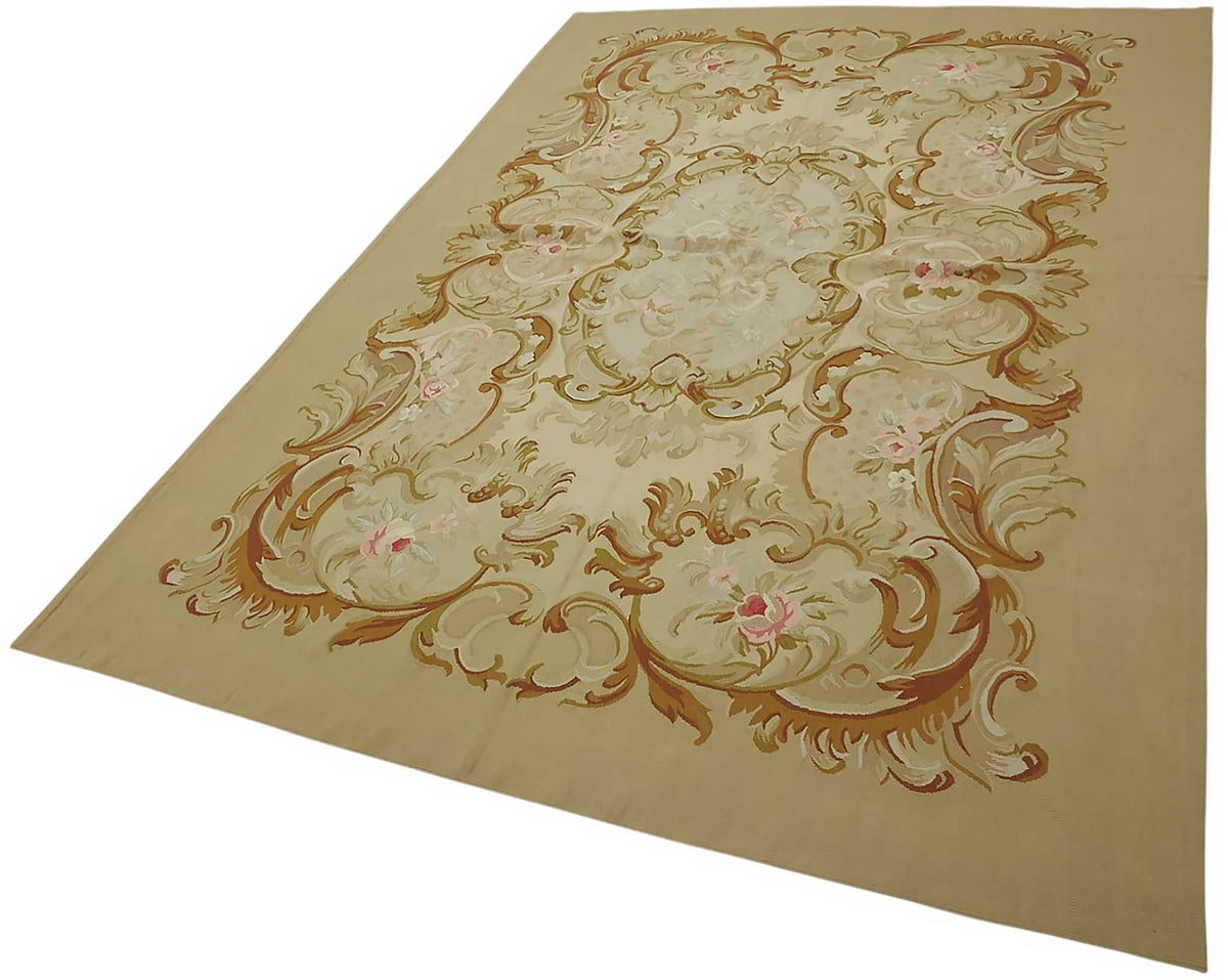 Sivemi Bej ve Kahverengi Madalyon Desenli El Dokuma Halı 176x270 cm – doku yakın çekim