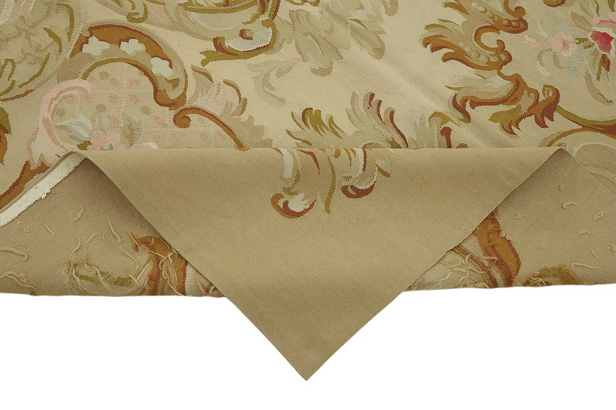 Sivemi Bej ve Kahverengi Madalyon Desenli El Dokuma Halı 176x270 cm – kenar detayı