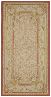 Sivemi Çiçek Desenli Krem Gold ve Pembe Tonlu Bej Halı 201x405 cm