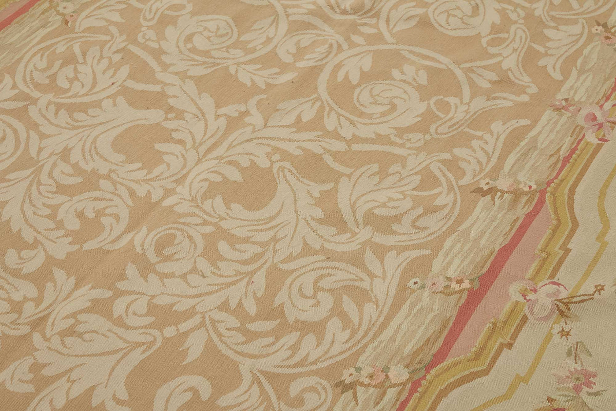 Sivemi Çiçek Desenli Krem Gold ve Pembe Tonlu Bej Halı 201x405 cm – mekânda kullanım